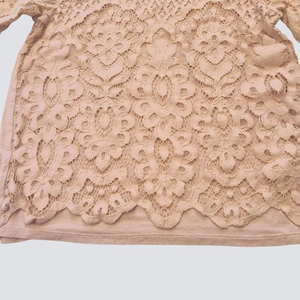 Art Class Top Lace Med Sleeves Pullover Soft Dusty Rose Sz XL 14 16 - Picture 3 of 12